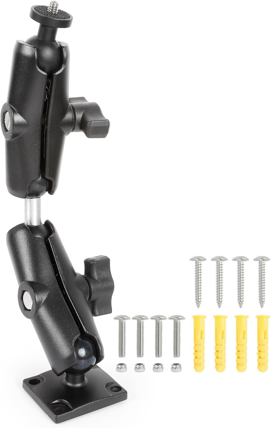 FPN 1/4"-20 4 360 Heavy-Duty Camera Wall Mount with Dual Arms Thread Post, Aluminum Alloy Material, Points