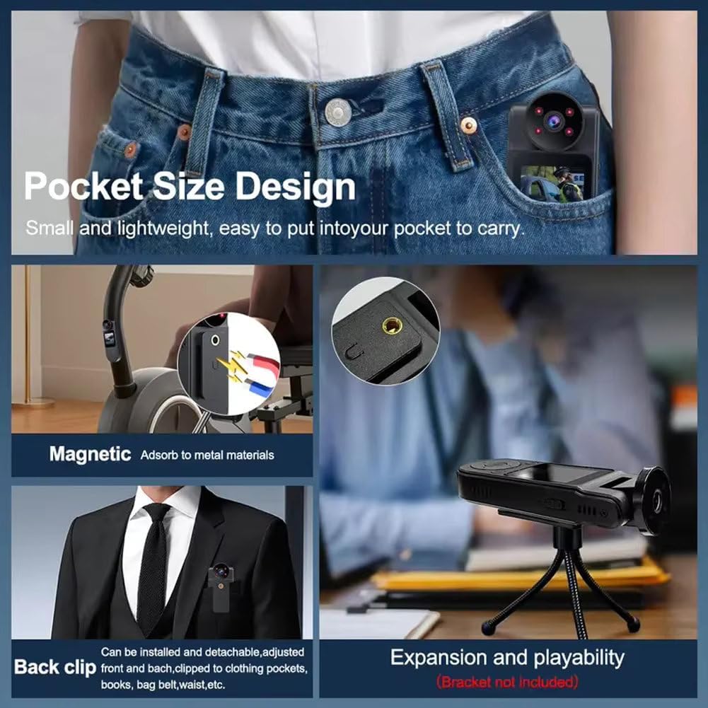 KATZEIST 1.5Screen 64GB Card,1080P 180 Mini Body Camera Video Recording with Memory Wearable Personal Bodycam
