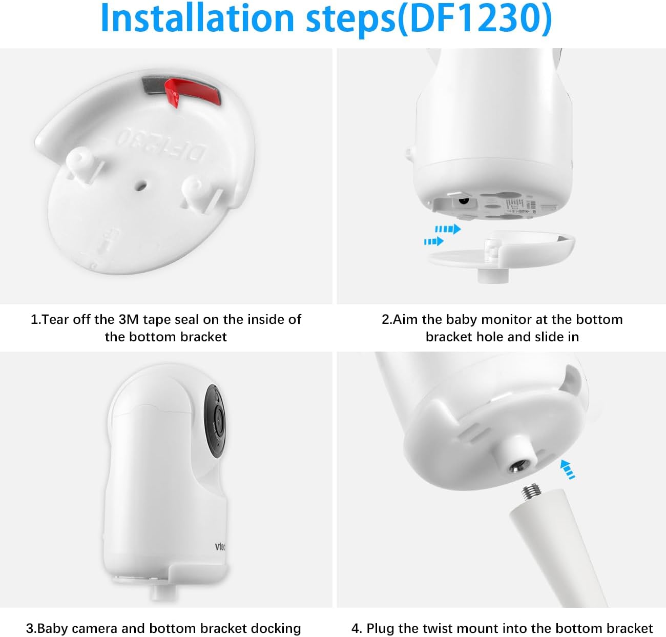 Koroao Flexible Twist Baby Monitor Mount for VTech Advanced HQ Max Baby Monitor Camera (White)