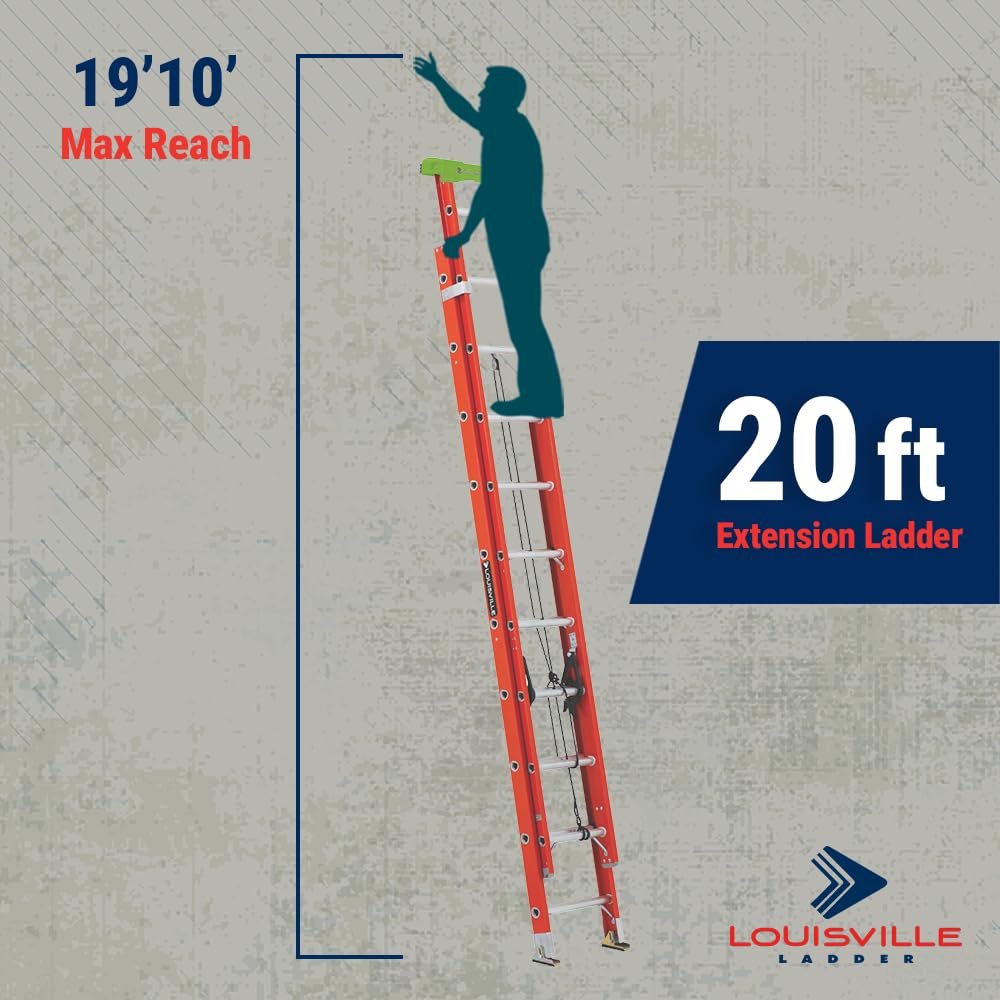 Louisville Ladder 20-Foot Fiberglass Extension Ladder, 300-Pound Load Capacity, Type IA, L-3022-20PT