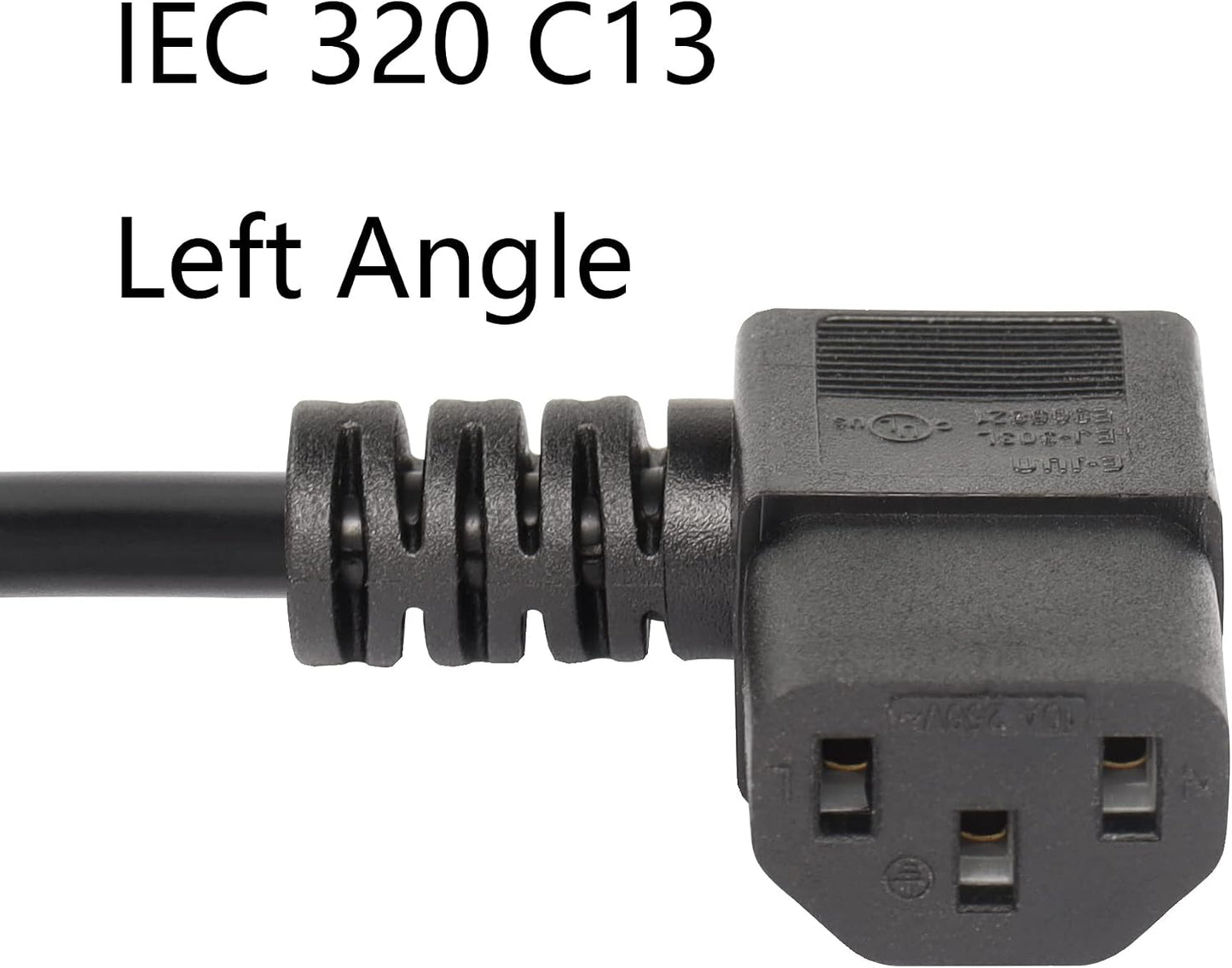 CERRXIAN 4.92FT 18AWG 3 5-15P 90 320 C13 10A/125V, Left Angle Prong Computer Power Cord, NEMA to Degree IEC Monitor TV