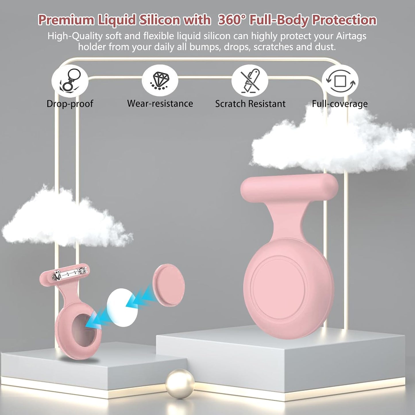 Frylaa AirTag Holder Case for Kids Waterproof,Hidden AirTag Case with Brooch Pin Holder,Item Locator,Anti Lost GPS