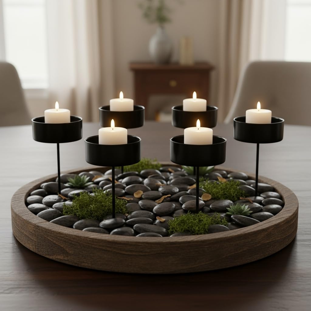 Veemoon Candle Holder Stakes - 6pcs Heavy-Duty Taper Candlestick Holders for Table Centerpieces | Black