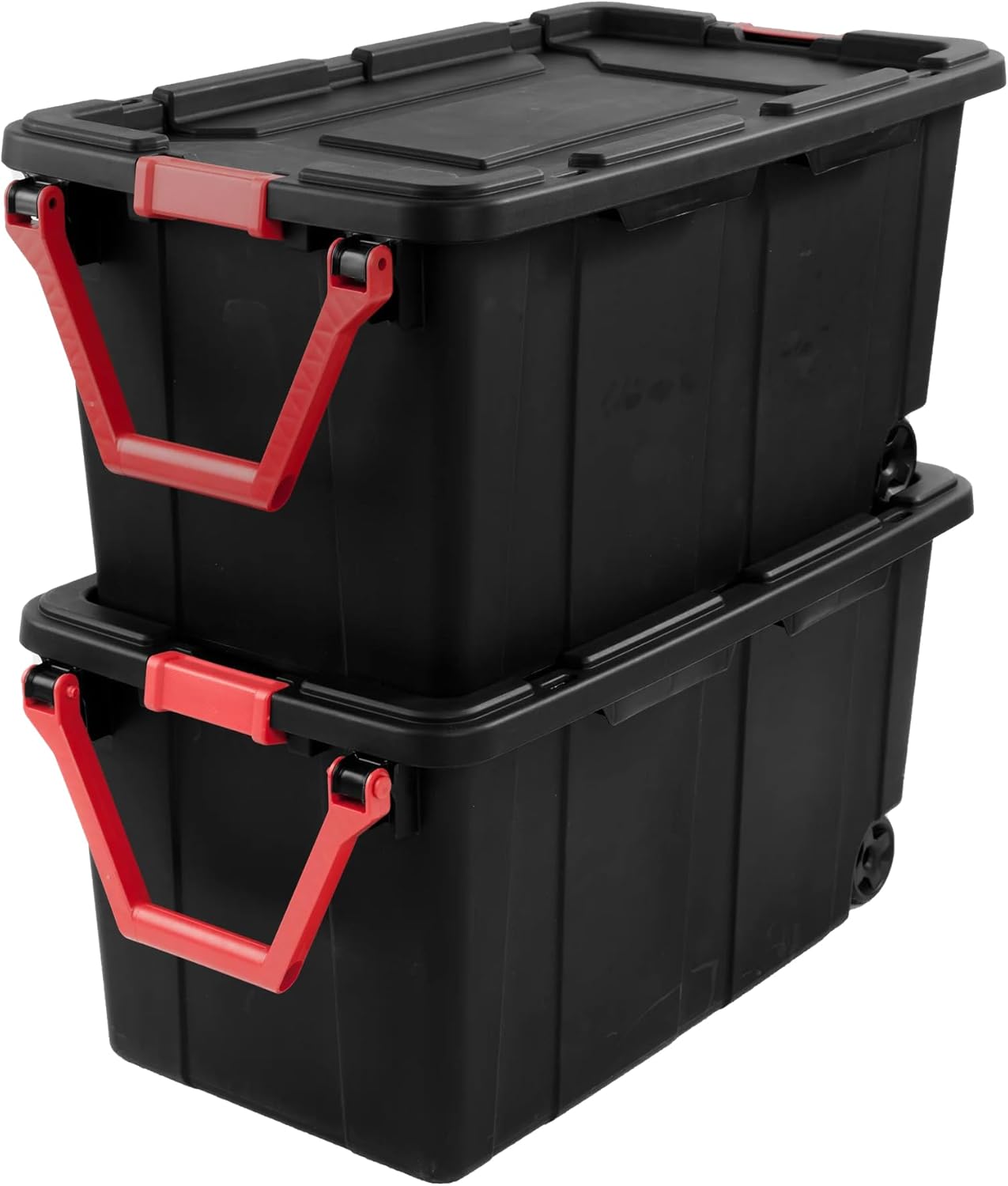 Regine Switzerland Extra Large 40-Gallon Plastic Storage Bin - Durable with Wheels & Handle, Black, Pack of 2
