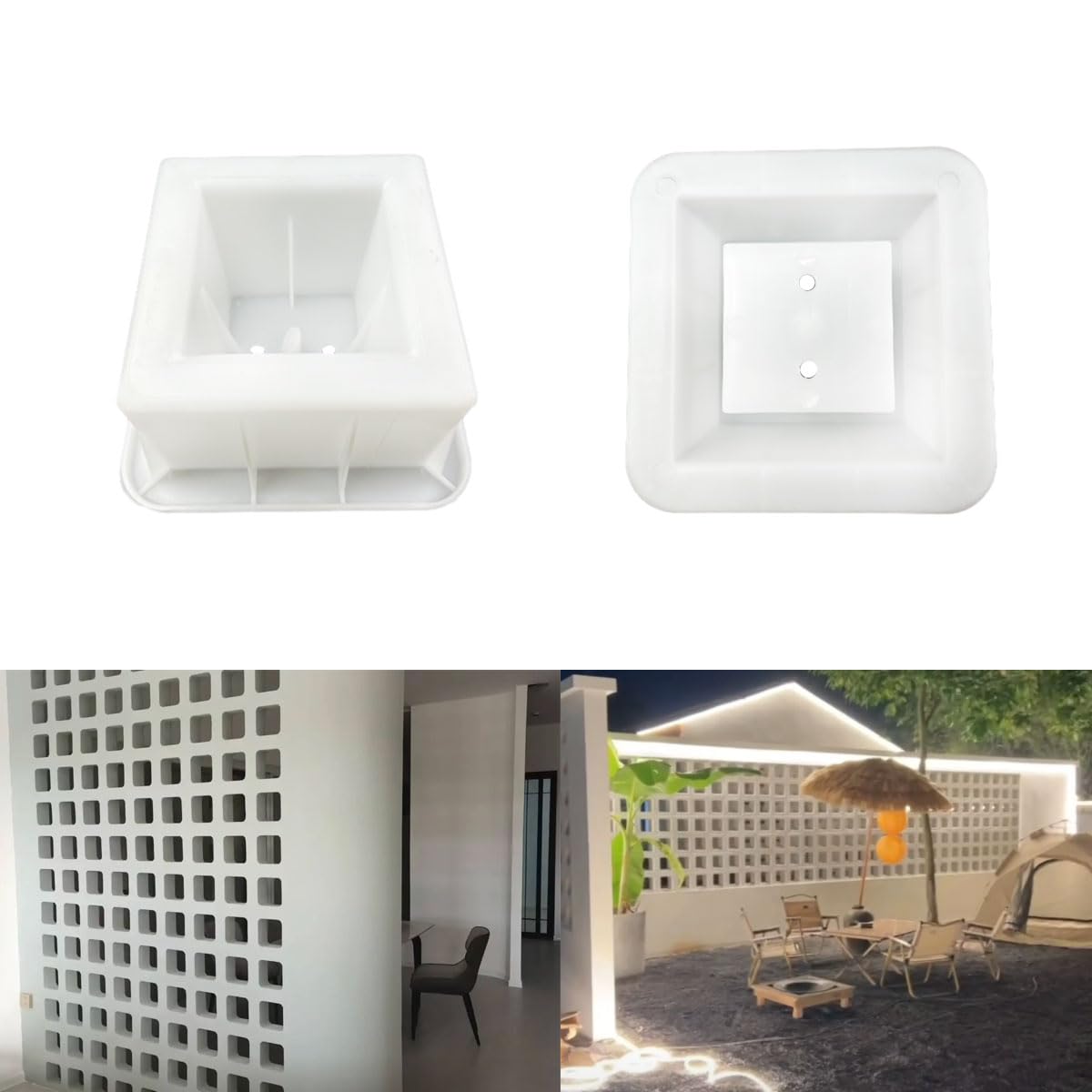 MWYZGMOLD Concrete Brick Molds - Reusable ABS Plastic Square Hollow Block Molds for DIY Garden Wall,Pathway Edging,Planter - Cement Block Mold for Construction, Landscaping