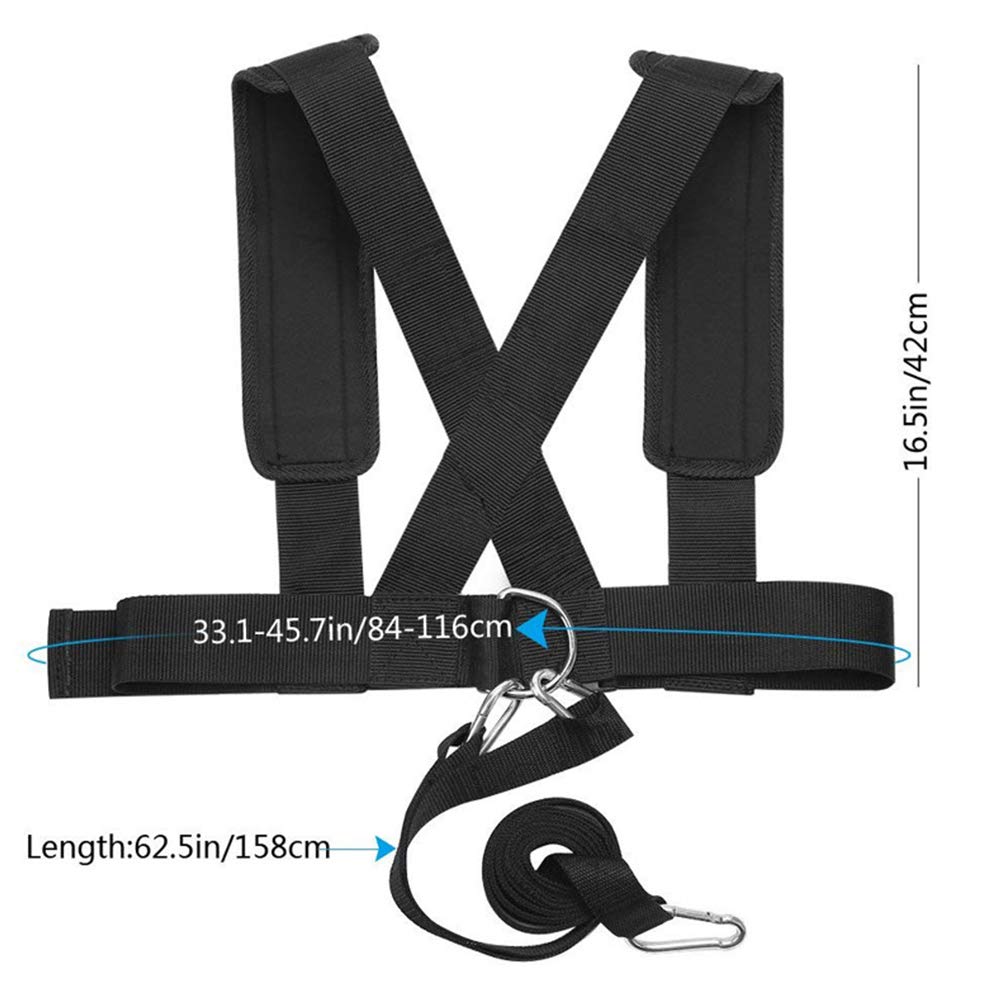 Weight Bearing Shoulder Strap, Resistance Bands Fitness Elastic Loop | Adjustable Padded Harness for Sled Tire Pulling, Resistance Training Workout