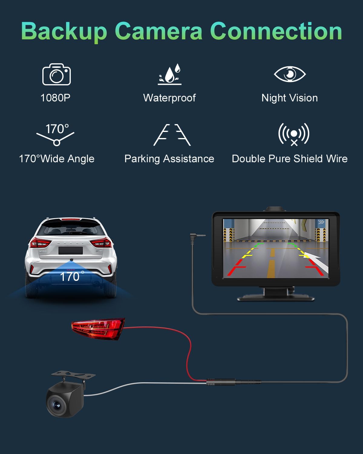 25HOURS 7" 1080P Apple Carplay Screen for Car, HD Portable Wireless Apple Carplay & Android Auto Touchscreen