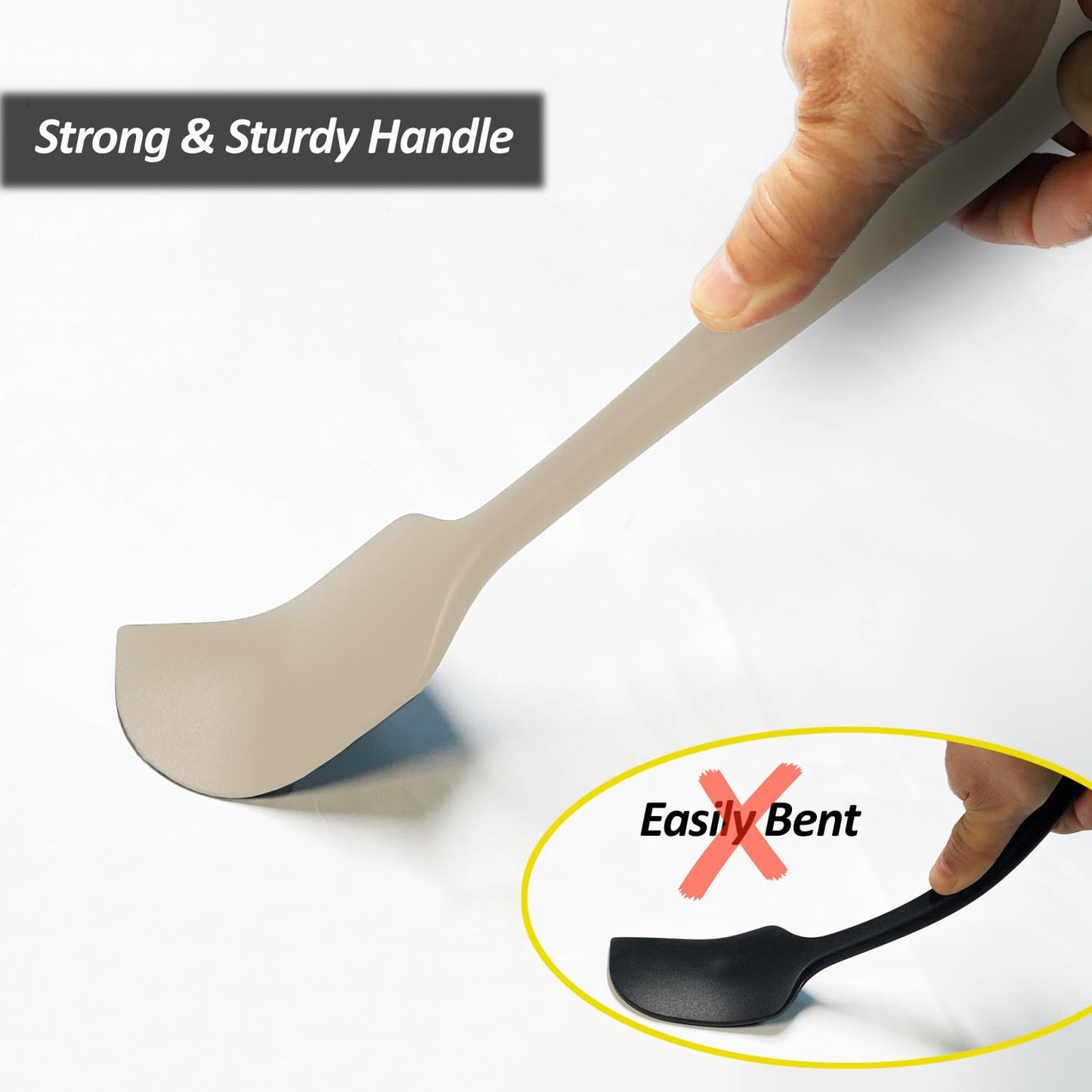 Skiennix Large Silicone Spatula Set - 600°F Heat Resistant, Non-Stick Kitchen Utensils | 11.2 IN, Khaki - Perfect for Baking & Cooking