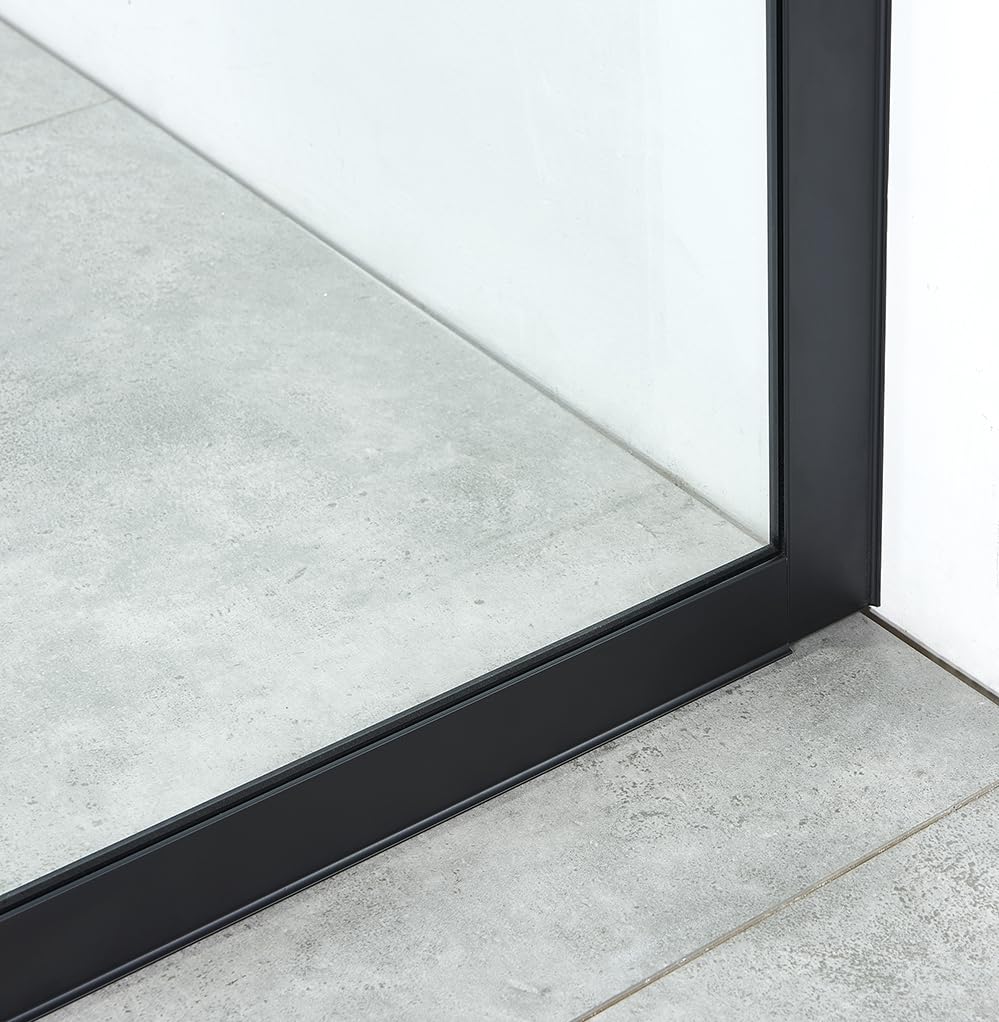 Viivppai Shower Screen 36" x 76" Half Frameless Shower Wall Panel, Tempered Glass 3/8 inch, Easy to clean Coating, Fixed Glass Shower Door with Hardware (Matte Black)