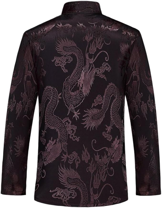 wecotton Tang Suit Men Hanfu Chinese Traditional Clothes Kung Fu Shirt Uniform Long Sleeved Coat Tops and Pants