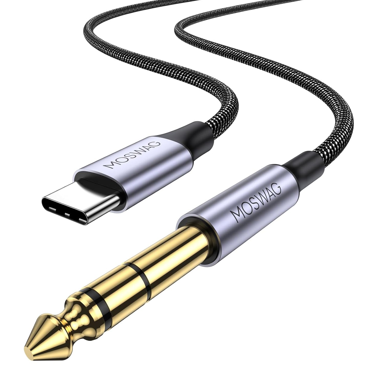 1/4 6.35mm 1/4 Theater(6.6ft/2m) MOSWAG USB C to TRS Audio Stereo Cable, USB Type C to Adapter Cable with Speaker