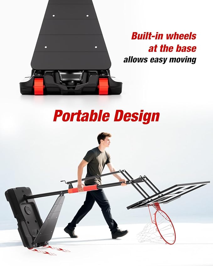 Portable Basketball Hoop Height Adjustable 4.0-10ft: Outdoor Basketball Goal System for Kids Youth Teens in Backyard/Driveway/Indoor, 33-45 Inch Shatterproof Backboard and Stable Base