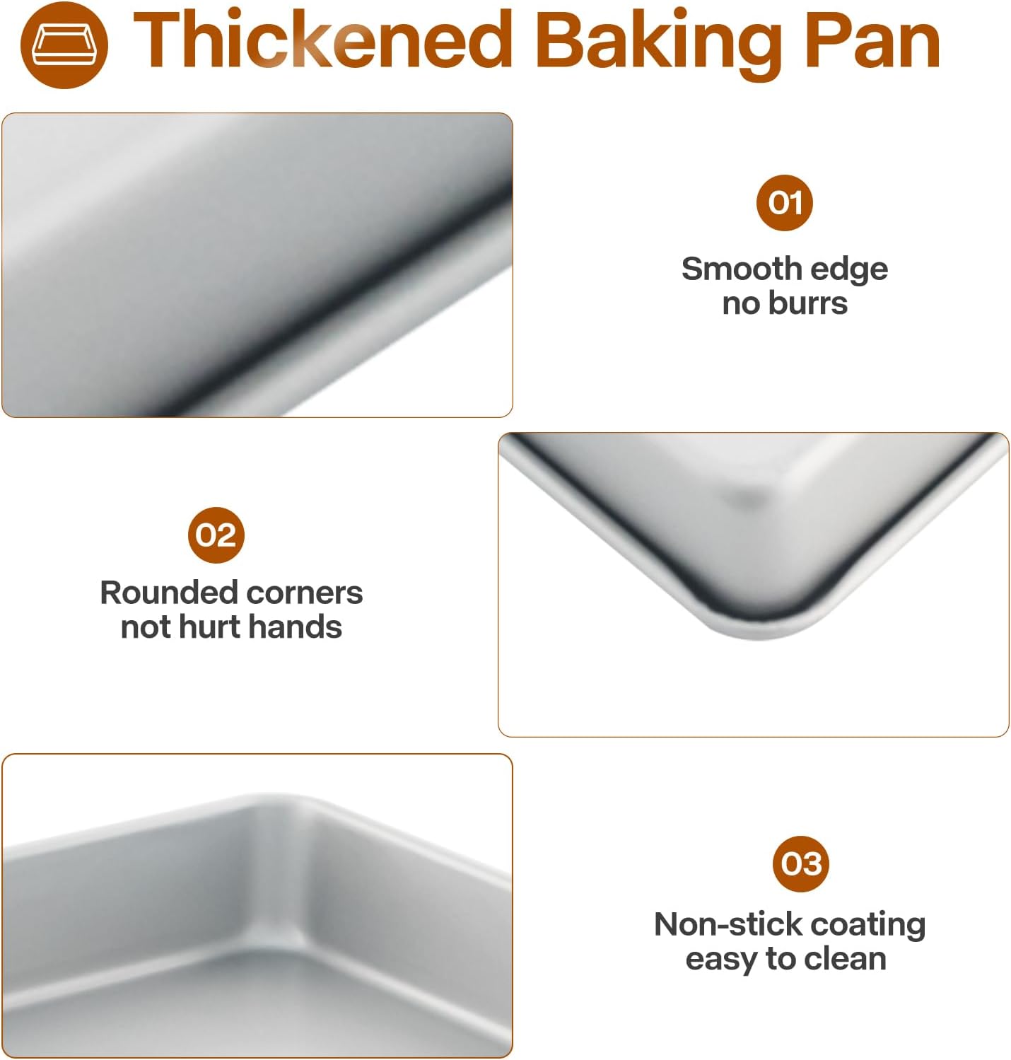 Skiennix Deep Baking Pans Set of 3 - Nonstick Heavy Duty Bakeware for Lasagna | 9/11/13 Inch Trays