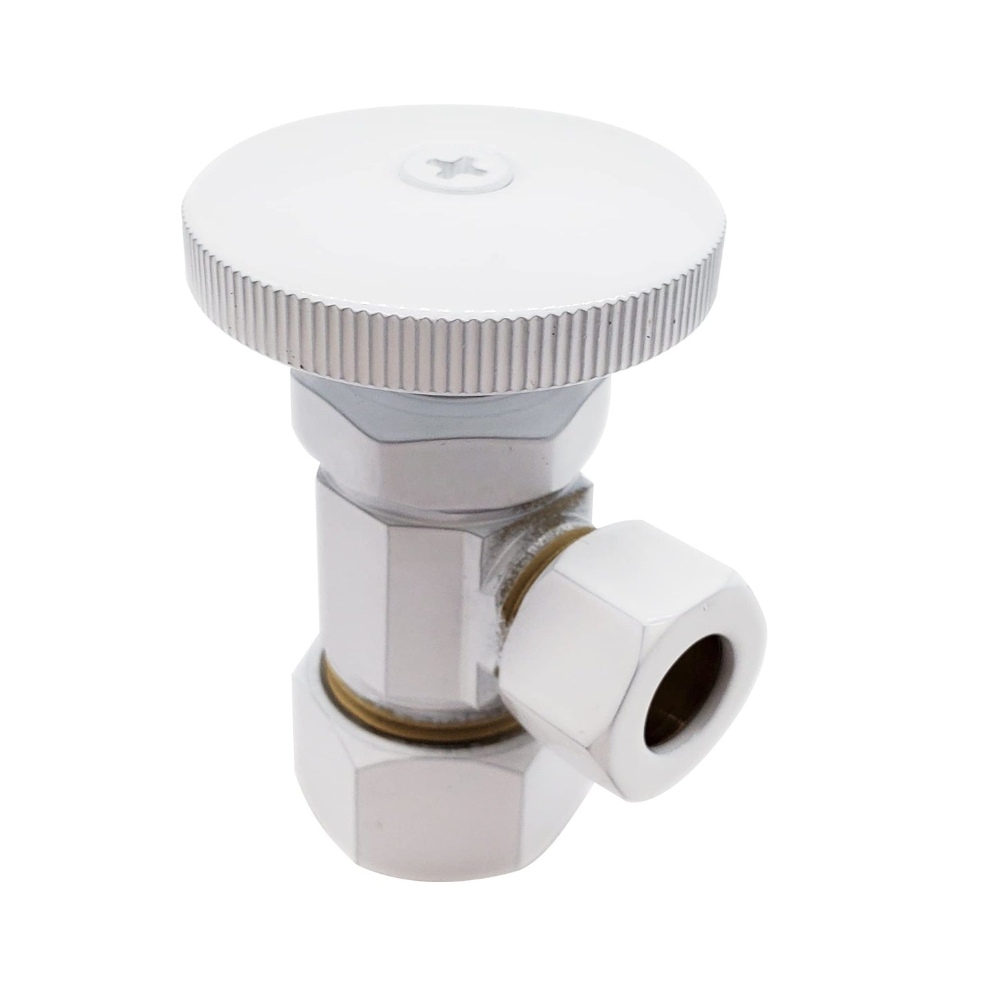 Westbrass D105KFH-24-50 5/8" x 3/8" OD x 20" Flat Head Toilet Riser Supply Line Kit with Round Handle Angle Supply Shut Off Valve, Powder Coat White (24-Pack)