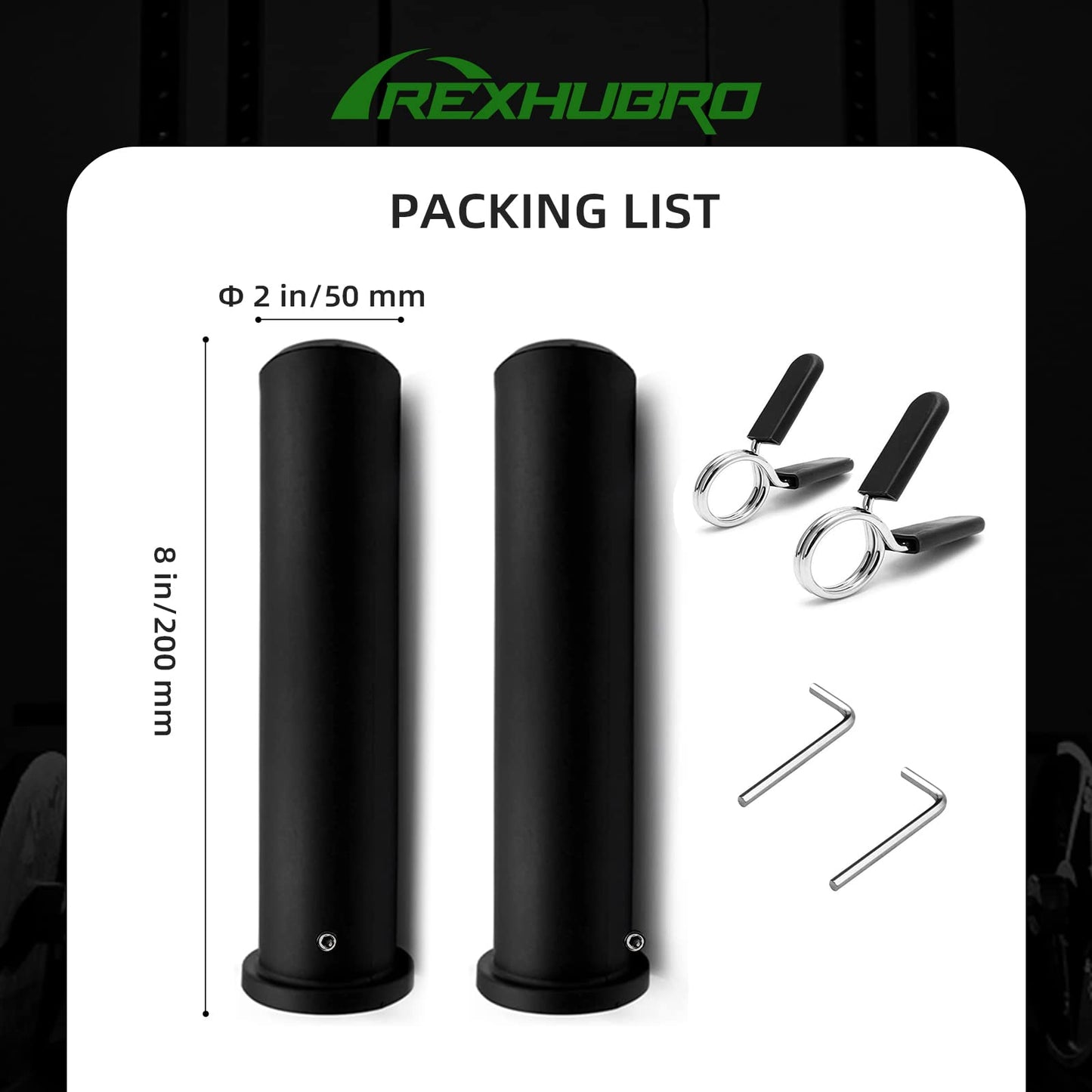 Rexhubro Olympic Adapter Sleeve 8"(2 PCS),Converts 1" Standard Weight Plate Posts to 2" Olympic Weight Plate Posts,Heavy Duty Nylon and Removable end Cap (8 inch)