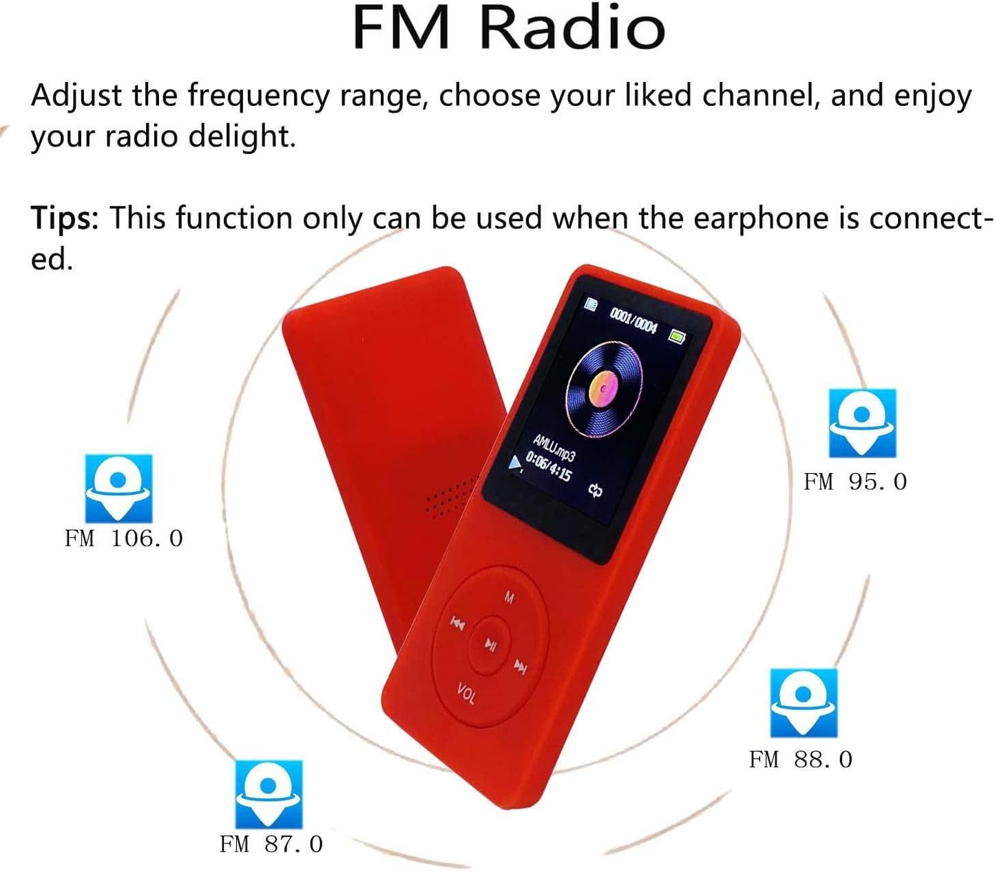 arungo MP3 32GB 128GB Player with Speaker Earphones Portable Music Player for Kids Support FM Radio Voice Recorder
