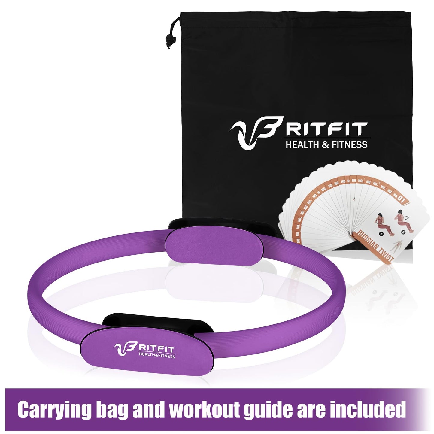 RitFit Pilates Ring Circle - 14 Inch Magic Fitness Circle for Toning Inner & Outer Thighs, Bonus Workout Guide Included