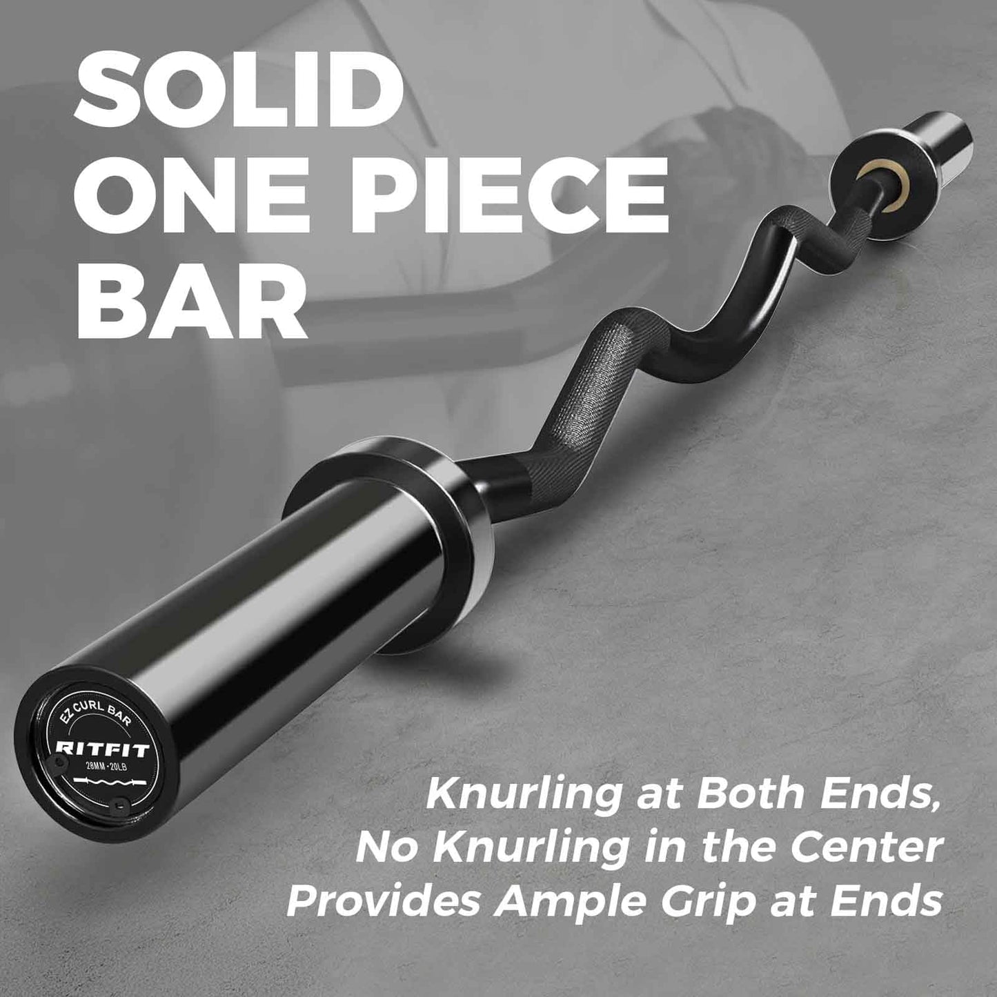 RitFit 2 Inch EZ Curl Bar with Weights, 350LBS Capacity Olympic Barbell for Bicep & Triceps, Home Gym Strength Training,Black with 85LBweights