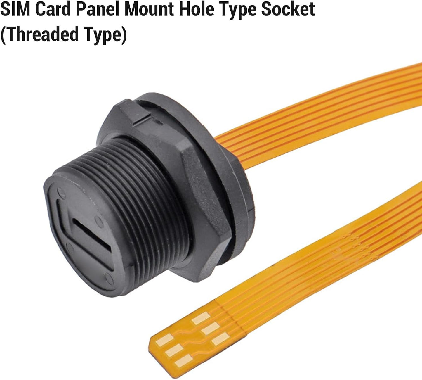 20cm PA66 IP68 SIM Card Extension Cable - Panel Mount SIM Card Slot Female to Male, Flexible Brass Extender, Waterproof