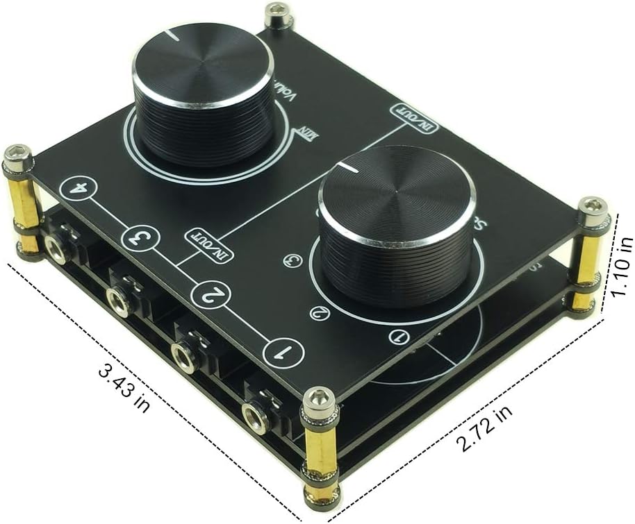 SOLUPEAK 3.5mm 4 1 1/8" AUX Cable Switcher, Input Output, AUX Source Stereo Splitter, Audio Selector Box, Signal Switch