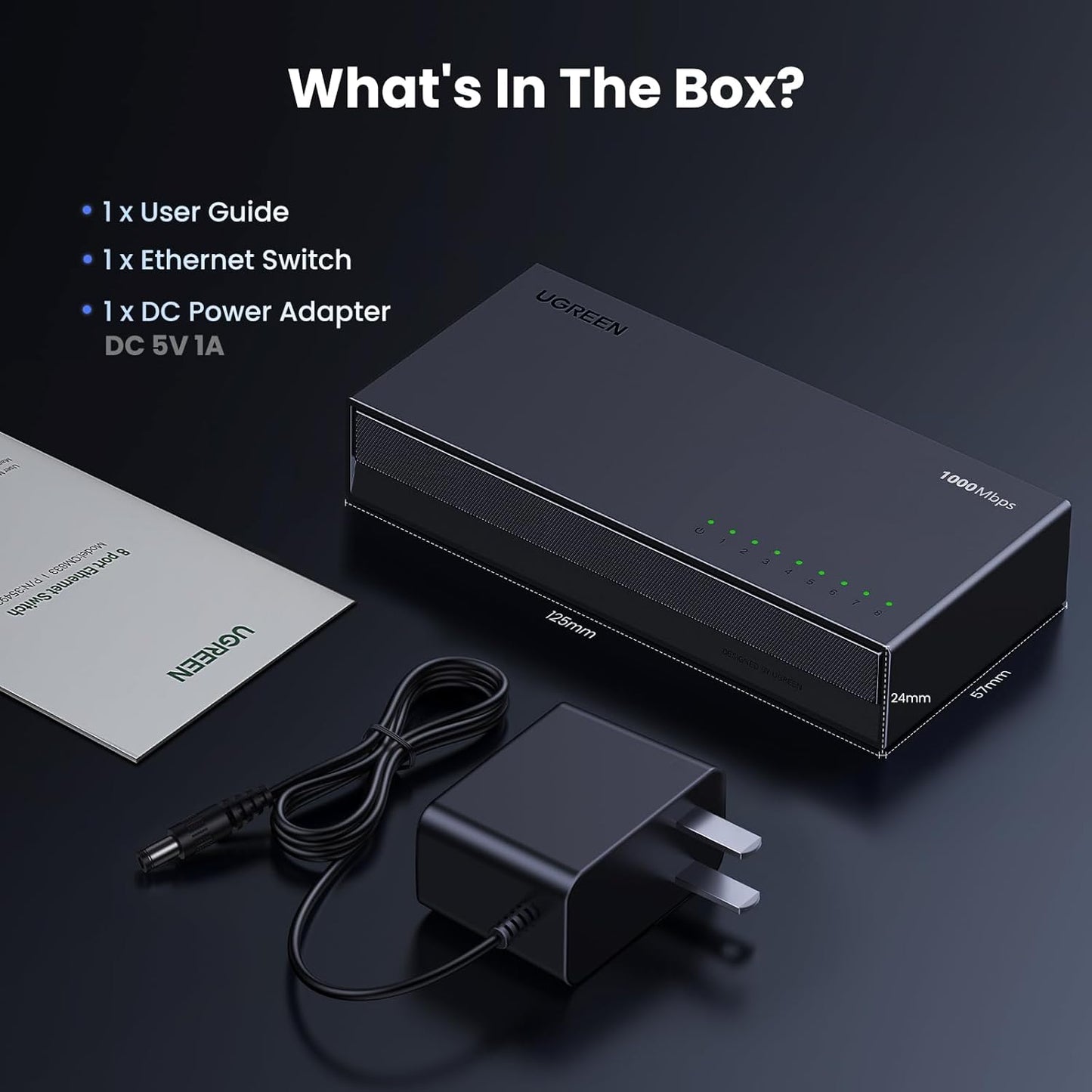 UGREEN 8 Ethernet Switch, Port Gigabit Ethernet Splitter, Plug & Play, Wall Mount & Desktop Network Switch Hub