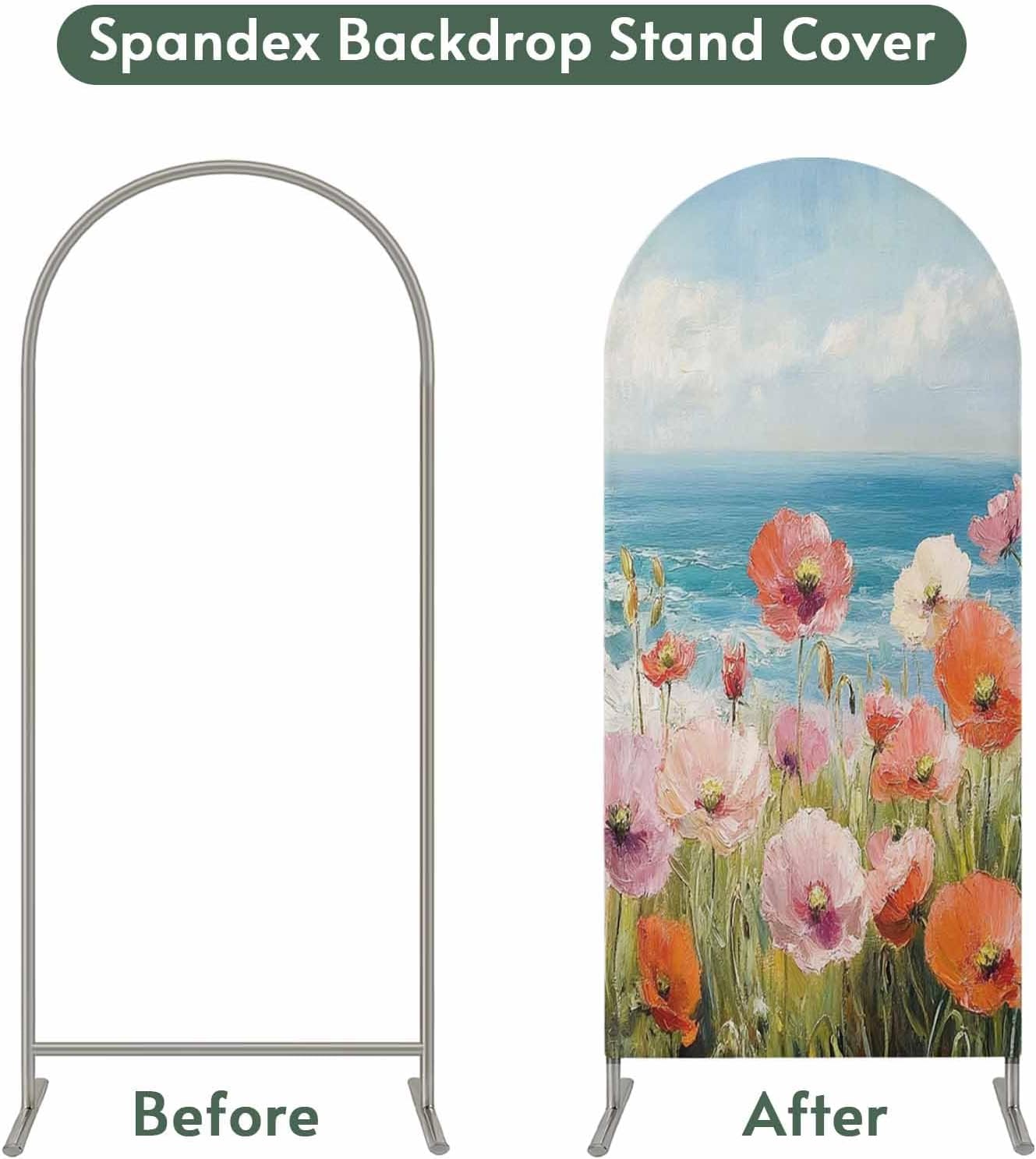 Jnbasdffb 6 Pink Spring Floral Wedding Arch Cover,Stretchy Spandex Arch Backdrop Stand Covers FT,Modern Abstract Art