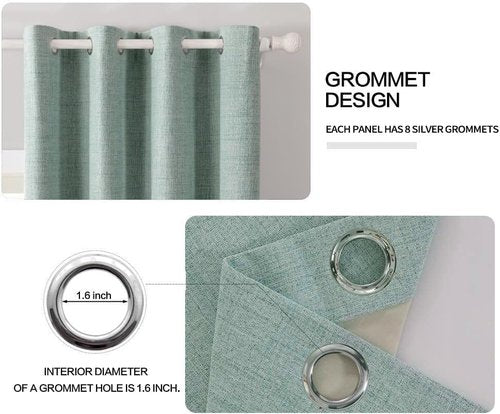 MIULEE Blackout Curtains - 100% Thermal Insulated Linen Texture - Seafoam Green - 52x54 Inch (2 Panels)