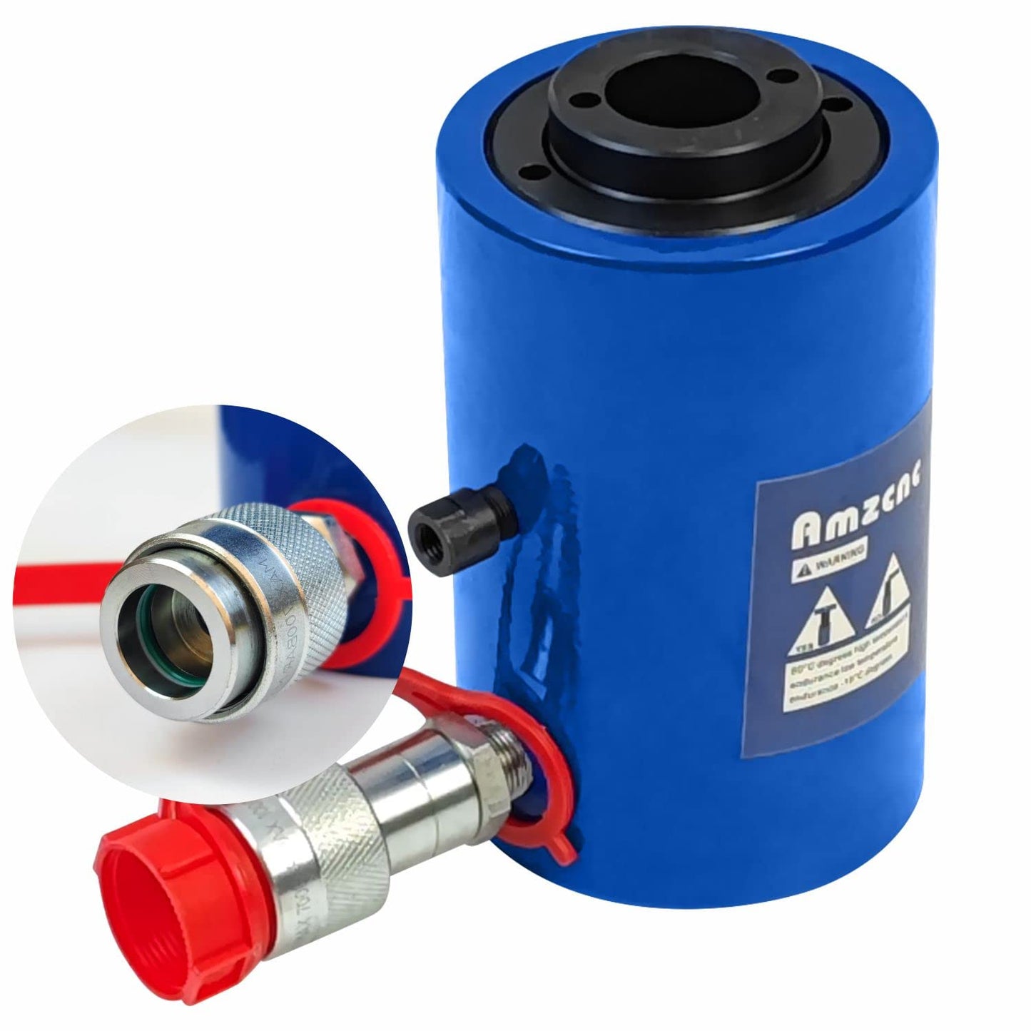 AMZCNC 20T Hydraulic Cylinder Jack Hollow Single Acting Hydraulic Ram Cylinder 2"(50mm) Hydraulic Lifting Cylinders (20T 2Inch Hollow)