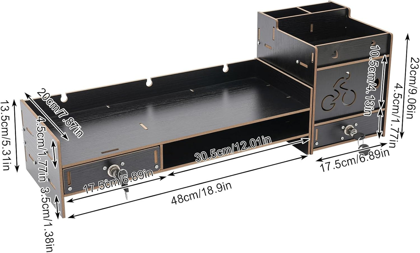 QUSKLISU (05) Computer Monitor Stand, Computer Rack with Drawers, Two top Platforms Desk Organizer Monitor Stand