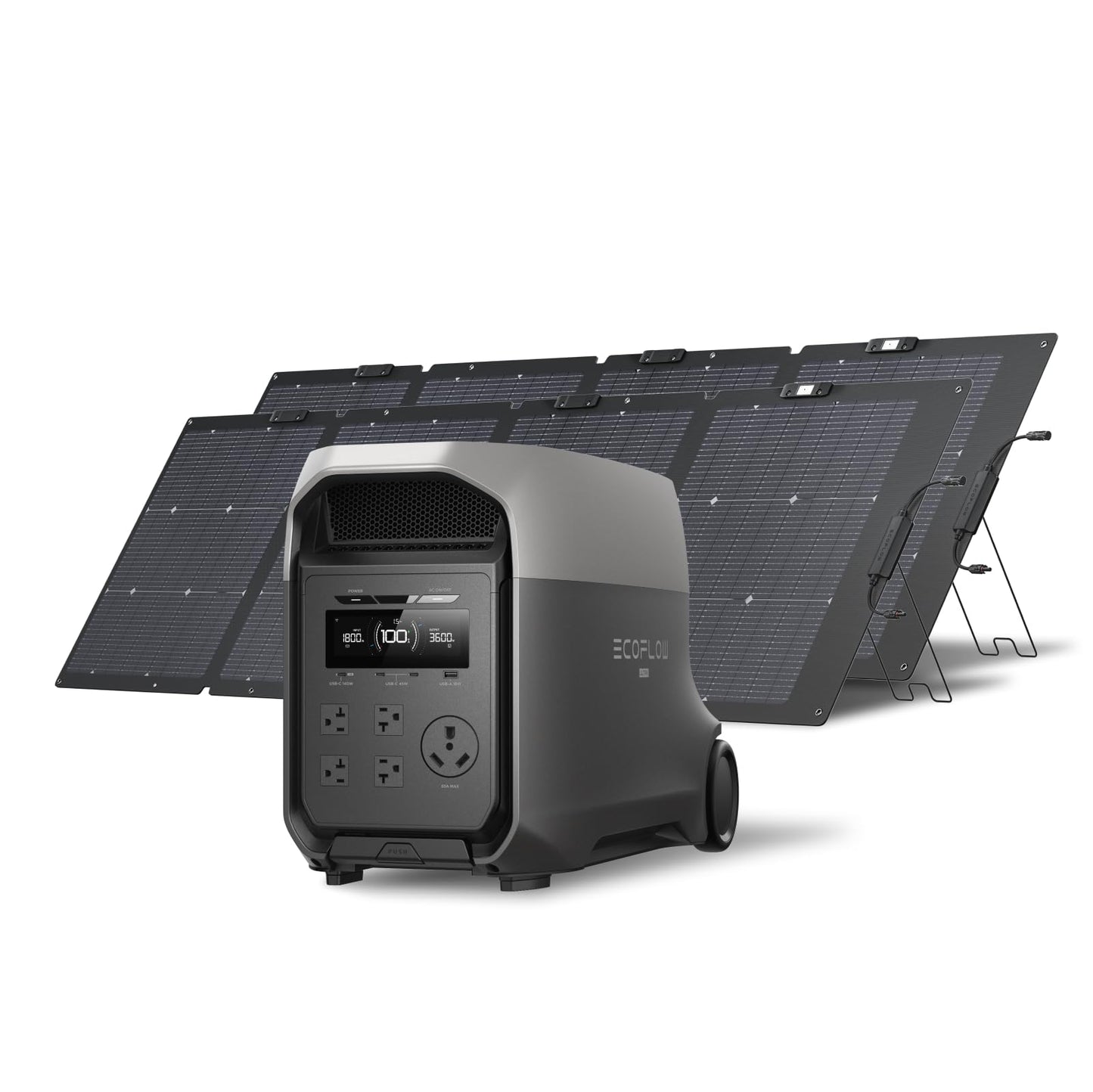 EF ECOFLOW DELTA 3 Ultra Portable Power Station with 2X220W Solar Panels, 3072Wh LiFePO4 Battery, 3600W (Surge 7200W) Output, Solar Generator for Home Use, Camping Accessories, Emergencies & RV Backup