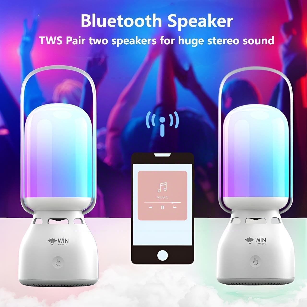WIN FUNNY LIFE 3-Gear 11 Bluetooth Camping Lantern Speaker, LED Night Light, Modes RGB Colorful Lantern Speaker