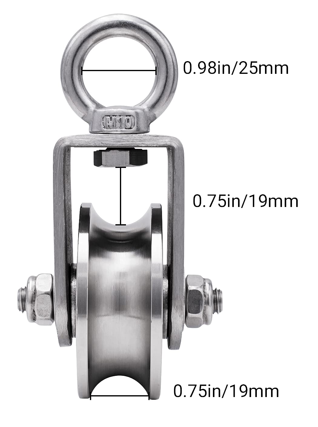 SHINICO Cable Pulley Wheel, Swivel Pulley Block, Stainless Steel, Bearing Inside, Heavy Duty, Loading 1760lb