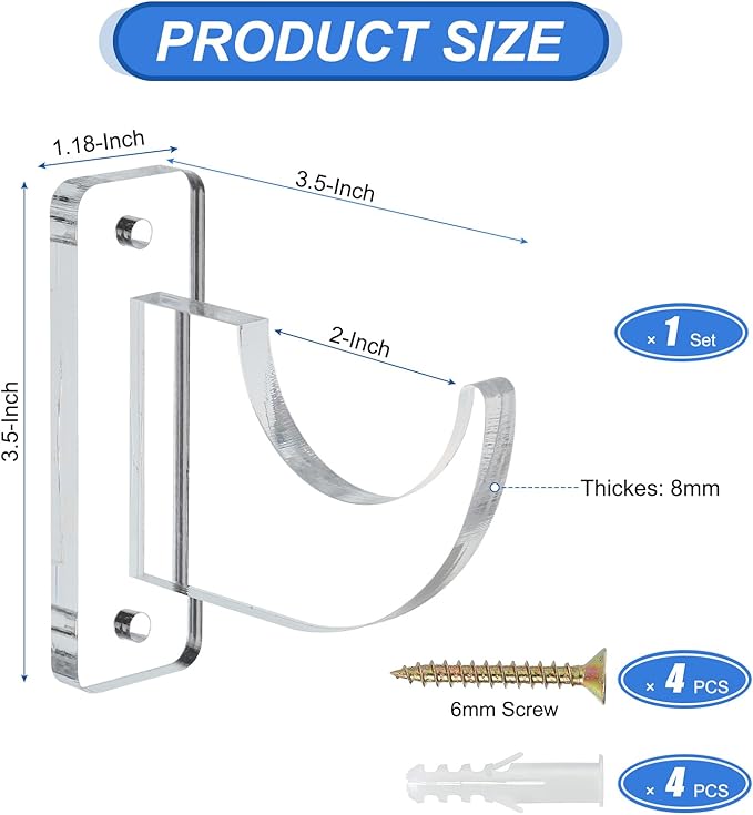 uxcell Sword Wall Mount Holder, 1 Set Acrylic Light Saber Display Rack Wall-Mounted Sword Stand Display for Light Saber Sword Wall Bracket, Clear