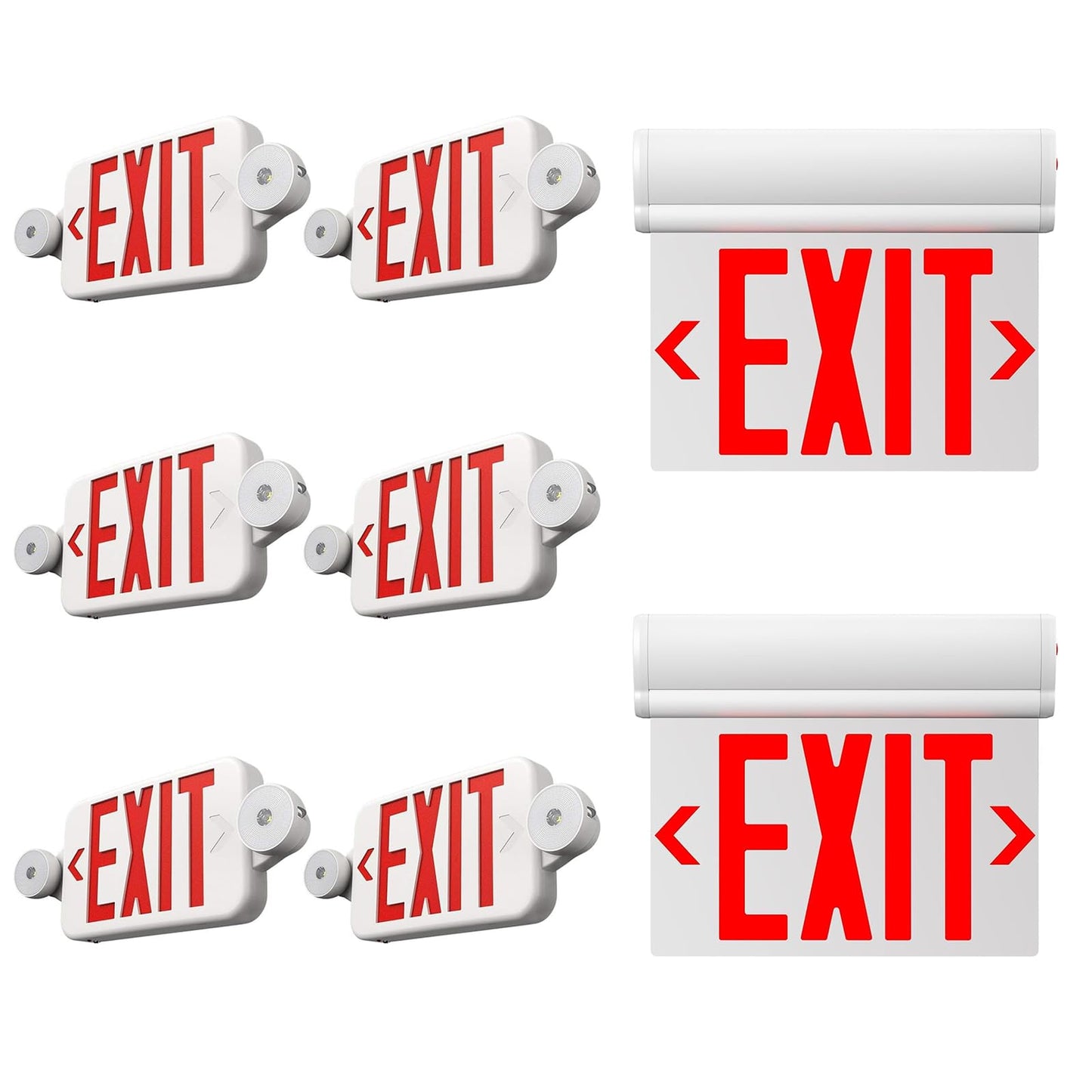 FREELICHT 6 Pack Exit Sign with Emergency Lights+2 pack Commercial Exit Sign
