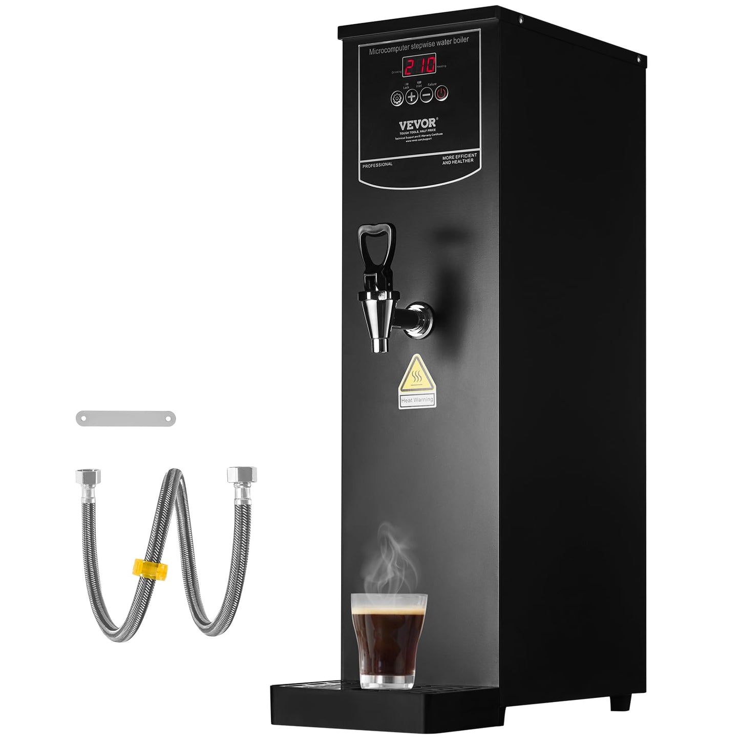 VEVOR Commercial Water Boiler, 20L Electric Hot Water Dispenser with 316 Stainless Steel Heating Tube, 1500W Step-by-step Fast Heating 50L/H Hot Water Boiler, for Coffee Tea Restaurant Office
