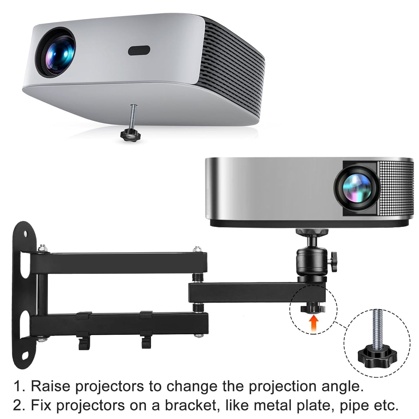 2-Be-Best 1/4nut 14" Screw Projector Wall Mount with Foldable Arm