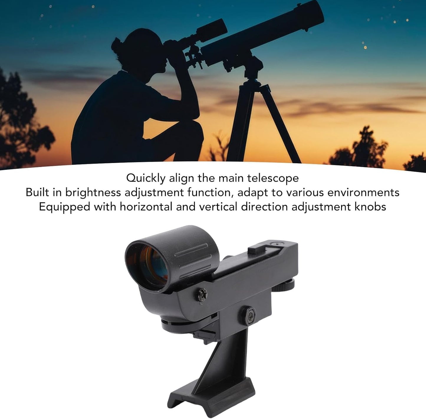 EBTOOLS 80EQ LED Dot Finderscope, Non Magnified Viewfinder with Brightness Adjustment, Horizontal Vertical Knobs, Slide