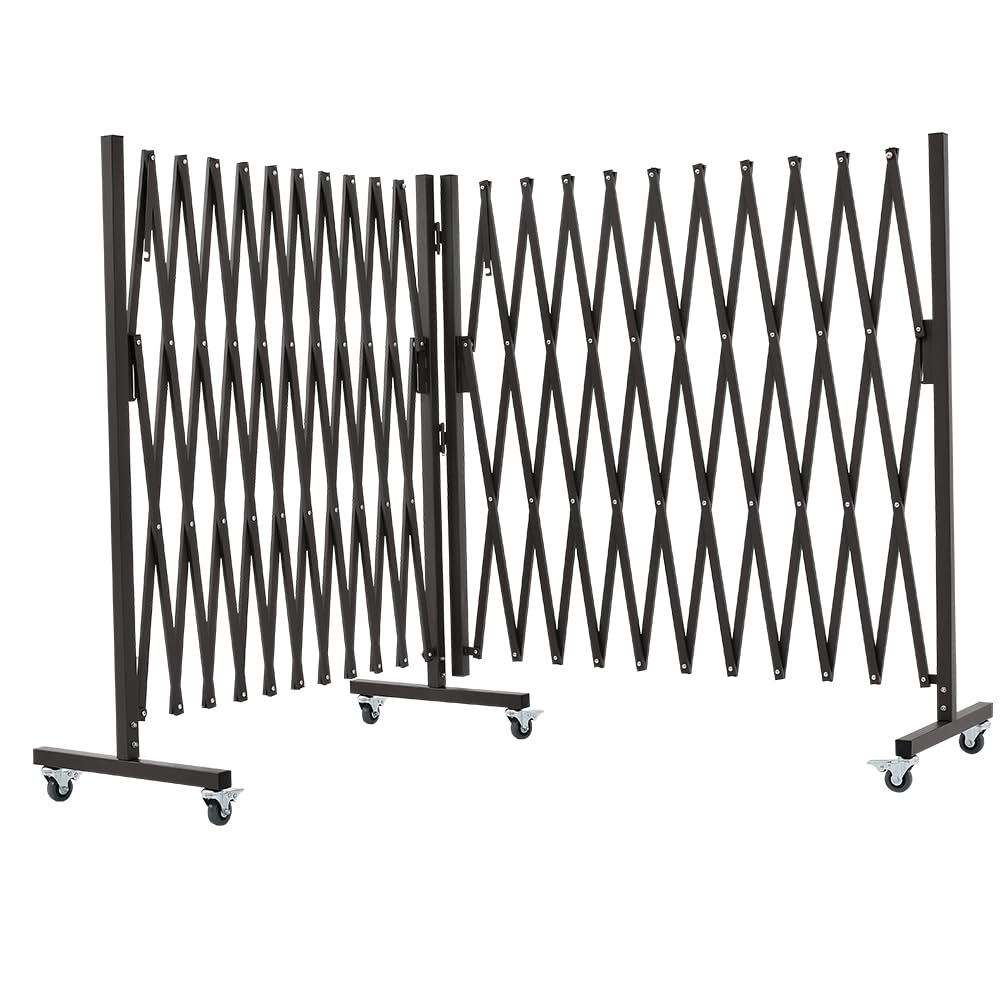 GYMTIME Industrial Expandable Metal Barricade, Portable Safety Barrier with Casters, Mobile Folding Scissor Gate, Aluminum Retractable Fence, 0-180 Degree Rotating, 23.6 Feet, Indoors Outdoors