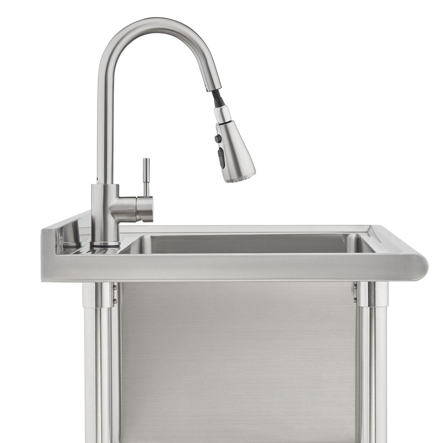 NEAT by TRINITY EcoStorage Stainless Steel Utility Sink, Oversized Freestanding Single Bowl Utility Sink, Pull-Out Faucet, Garage, Laundry Room, Business, NSF Certified, 40"W x 22"D x 50"H (NHA-0319)