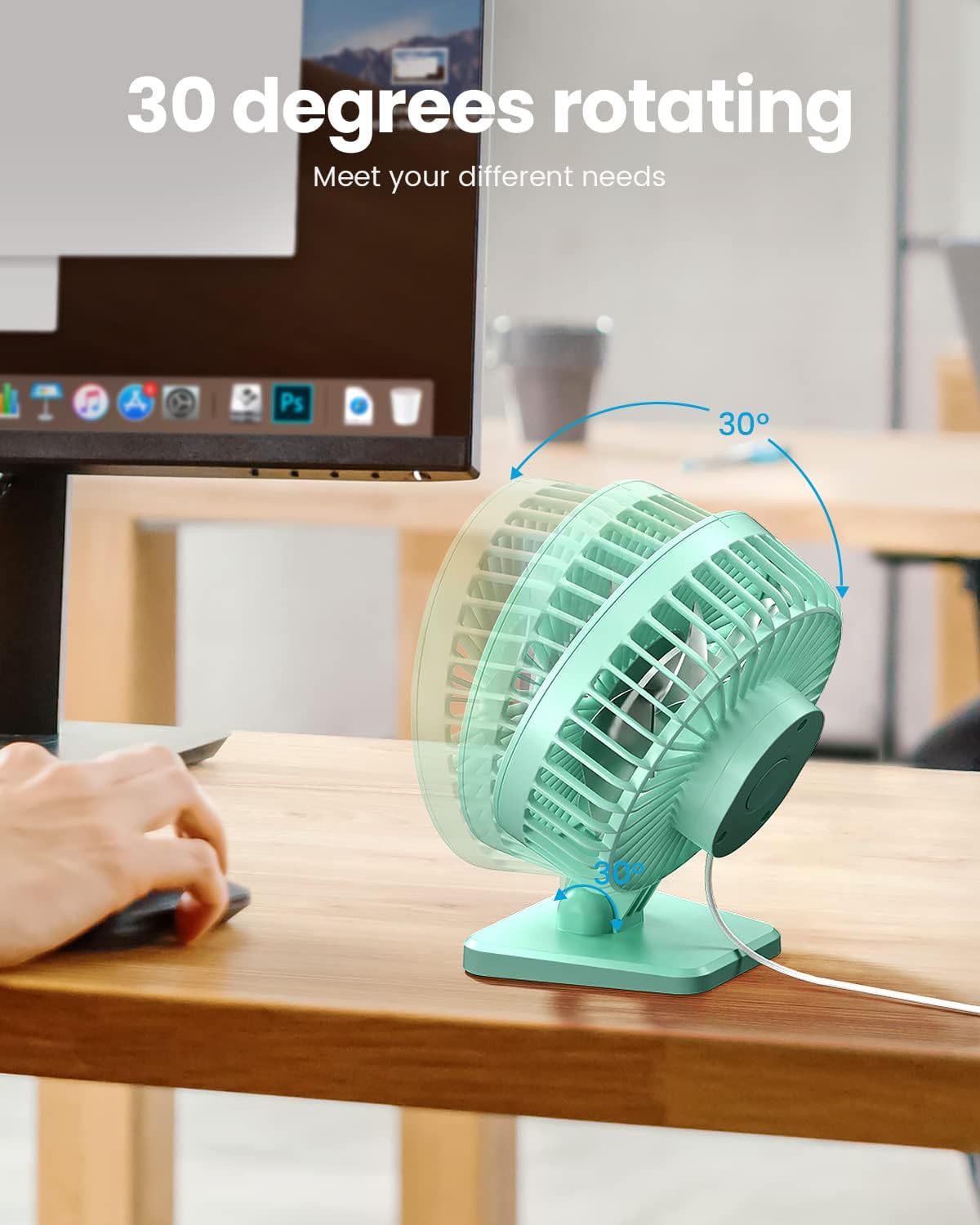 3 Summer Gaiatop USB Desk Fan, Small But Powerful, Personal Portable Quiet Speeds, Adjustable Mini Table Desktop fan