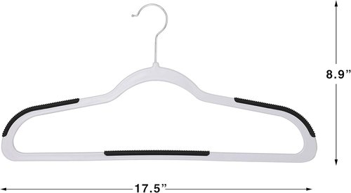 Finnhomy Heavy Duty Plastic Hangers - 50 Pack with Non-Slip Pads | Space-Saving Organizer for Shirts & Pants - White