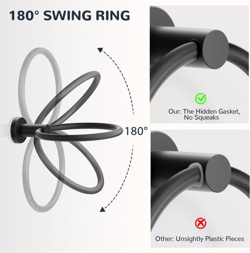 Forious Matte Black Toilet Paper Holder & Towel Ring Set - Stylish Bathroom Accessories