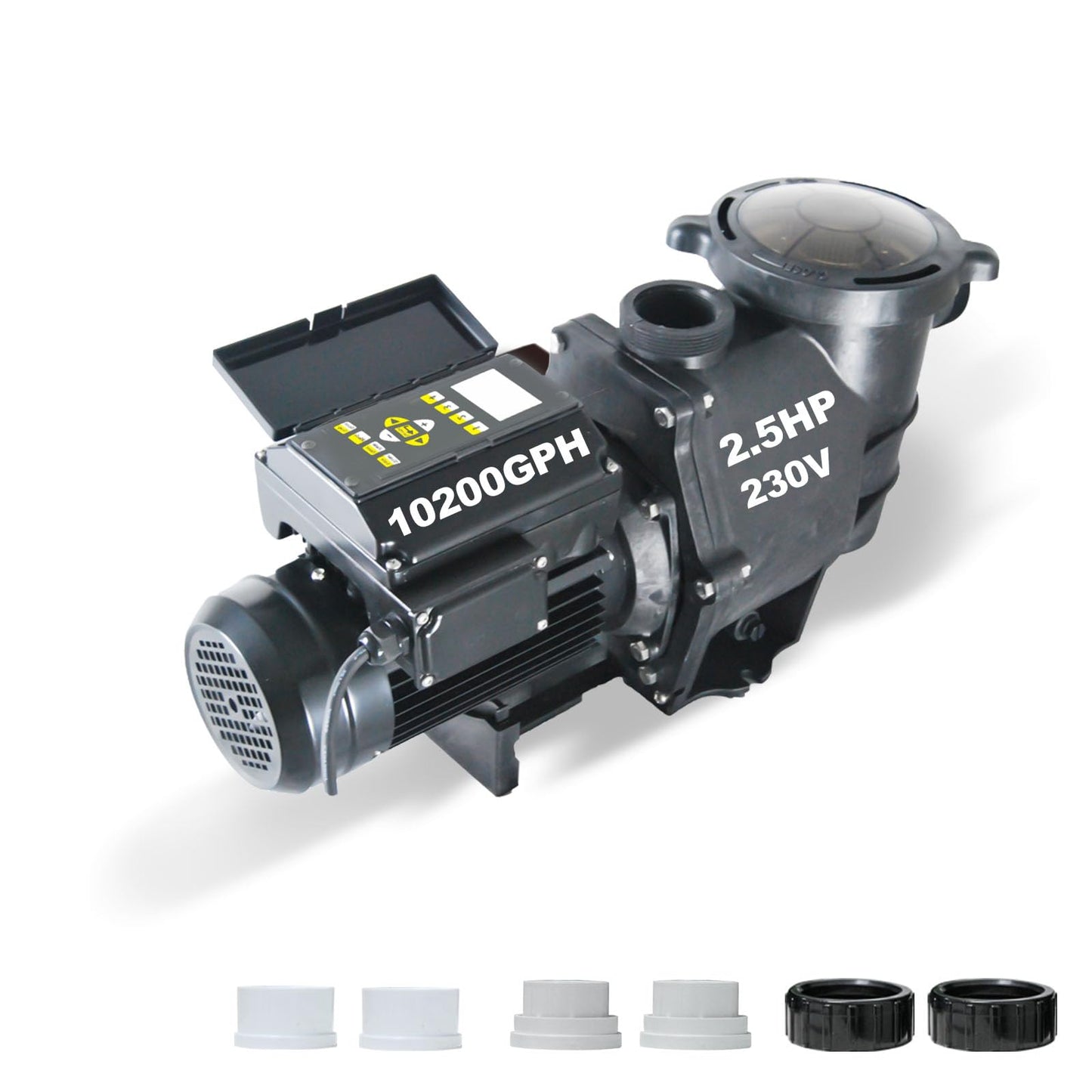 Pool Pump, 2.5HP CEC&DoE-Compliant 230Vac 10200GPH 98FT Strong Suction Energy Efficient Pool Water Filter Pump, Variable Speed Pump with 2" & 1.5" NPT Unions