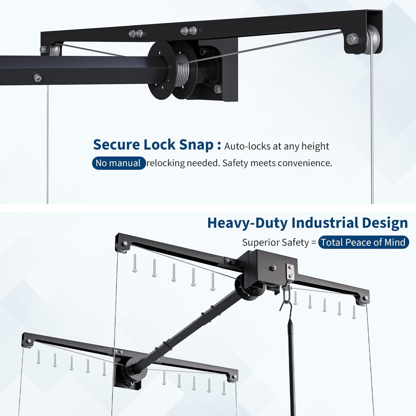 GarveeTech Overhead Garage Storage Rack, Heavy Duty Adjustable 4x4 ft Ceiling Mounted Storage Racks, 350 Lb Capacity Overhead Garage Storage Rack with Manual Safety Lock for Garage Ceiling Storage