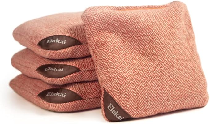 Elakai Cornhole Bags All Weather Single Sided Herringbone Regulation Size and Weight Set of 4 Size 6 in x 6 in