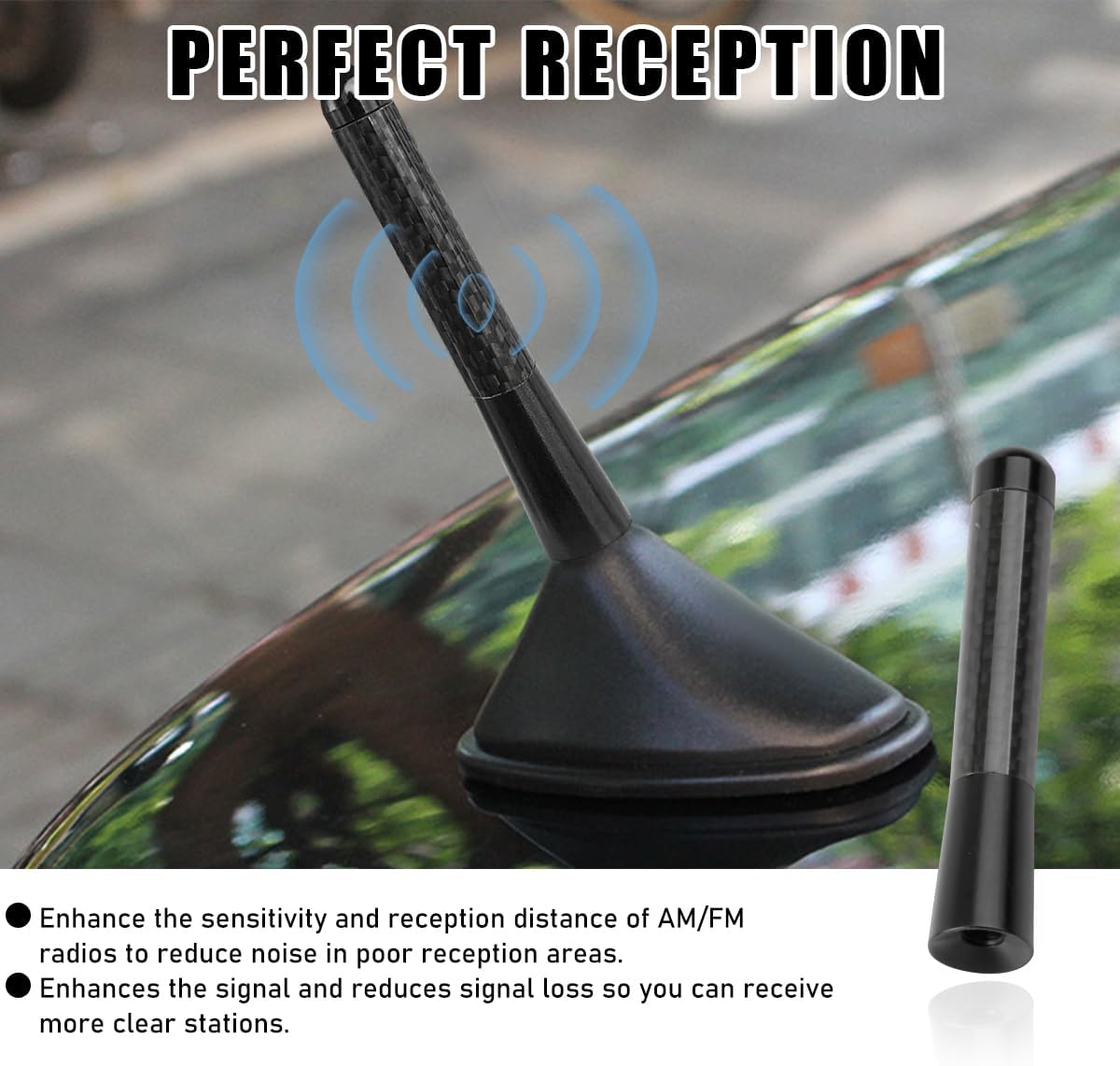 Yourkar 3.15 Inch Car Short Antenna, Aluminum Auto Roof Mount Short Antenna, Radio Antenna Mast Replacement with Screws