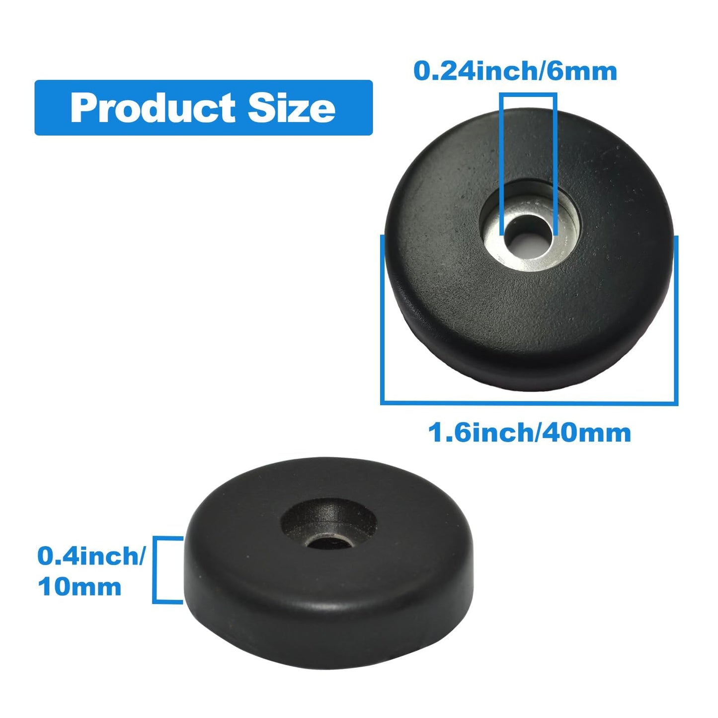 Howonder Rubber Feet, Speaker Rubber Feet,16 Pack 40mm x 10mm, Use for Subwoofer Feet, Speaker Feet, Road Case Feet，Cutting Board feet,Furniture Feet, 1.6“ W x 0.4” H（Black）