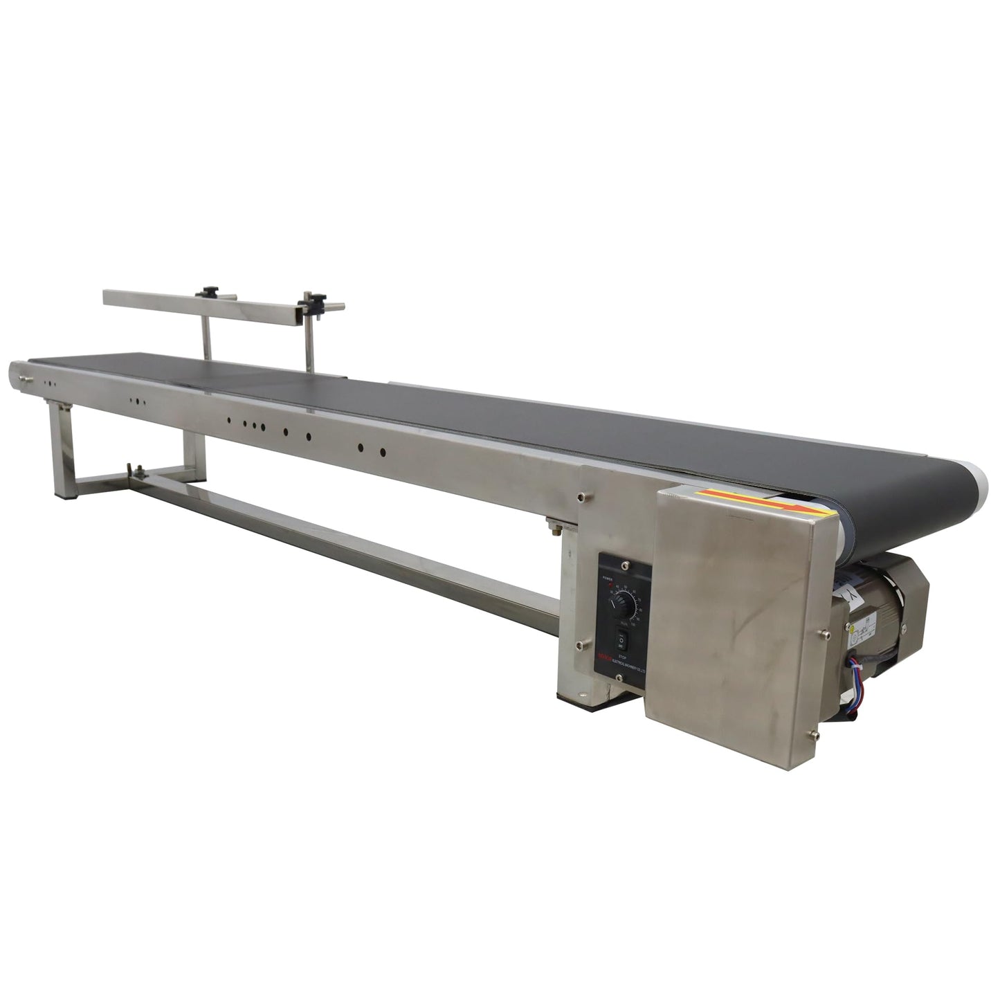 HQHAOTWU Flat Belt Conveyor PVC Belt Transport Conveyor Benchtop with Single Guardrail Stainless Steel Frames 59×7.8inch