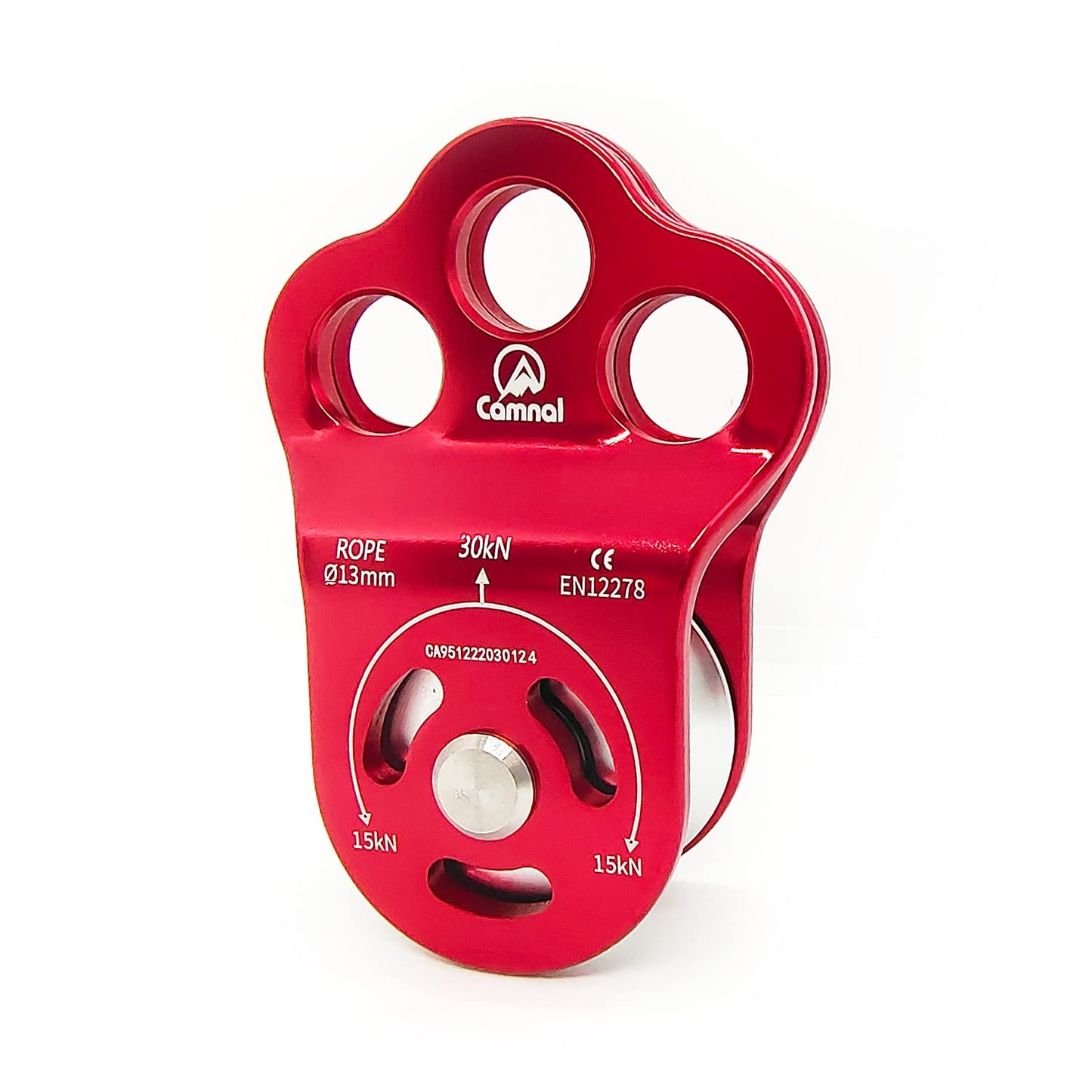 EMMRAGNO 30KN Climbing Single Pulley Climbing Three Hole Hitch Pulley Climbing Bearing Pulley, Hauling Pulley for Rock Climbing, Rappelling, Zipline Sports etc.