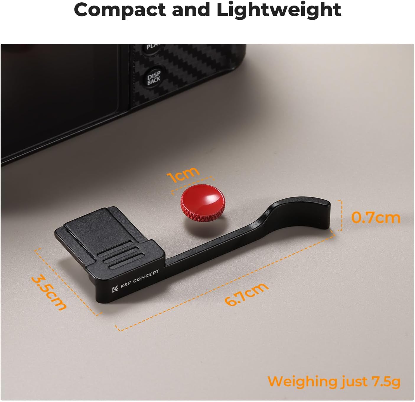X100VI X100V, K&F CONCEPT Camera Thumb Grip with Red Shutter Button Compatible with FUJIFILM Black